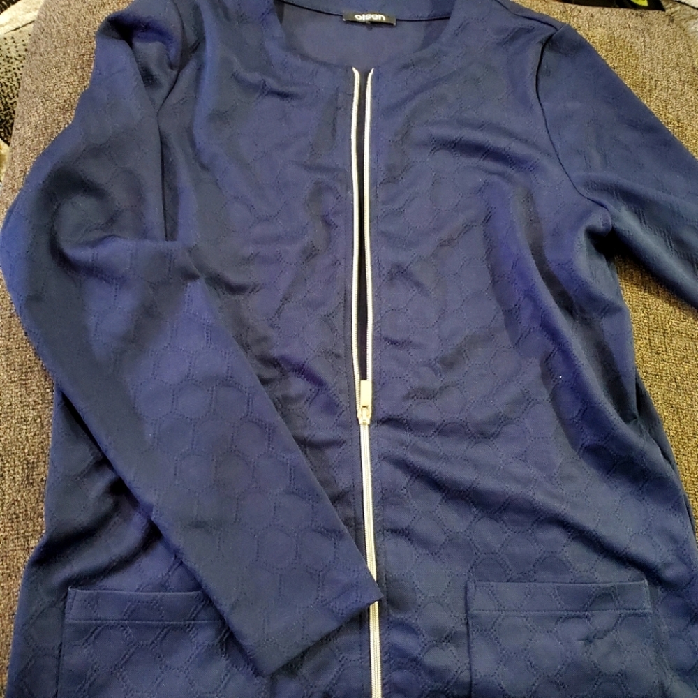Olsen Dark Navy Blue Zipper Jersey
